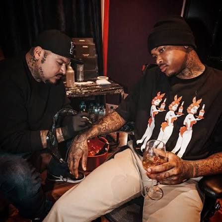 Nene tattooing in the studio